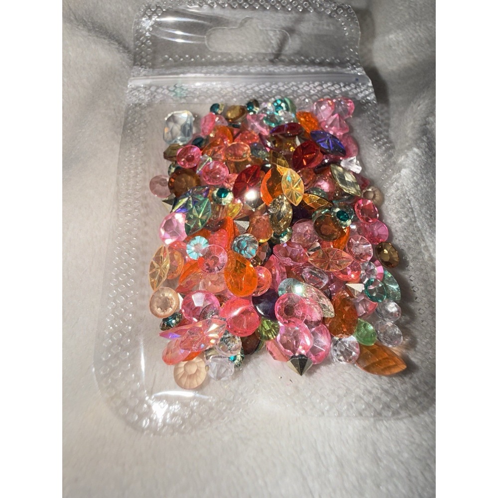 100Pcs Mixed Shape Colored Aurora Glass Crystal Nail Art Rhinestones Nail Gems